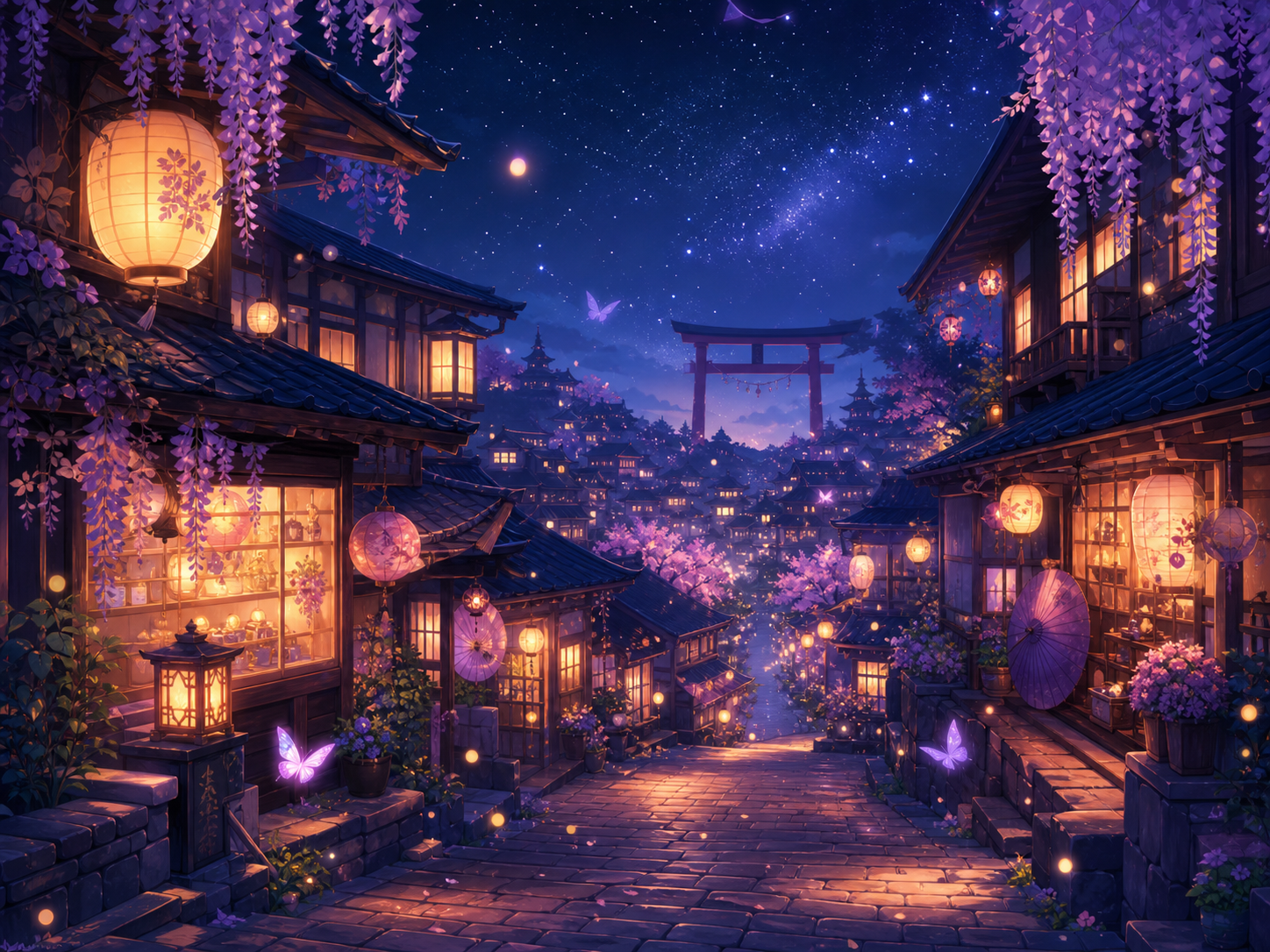 夜のからくり町の風景イメージ